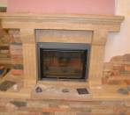 Fireplace Marco Simone: rustic slats and frame travertine